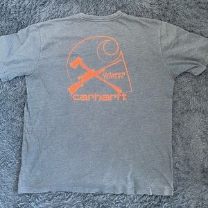 Men Size XL Carhartt Gray Pocket T-Shirt Orange Outwork Outhunt